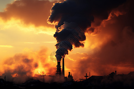 污染的工业烟雾背景图片