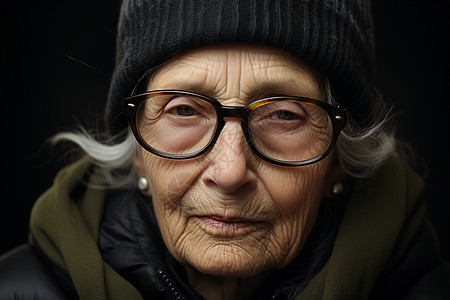 戴着眼镜的年迈女性图片