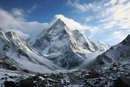 冬天的高山奇观背景图片
