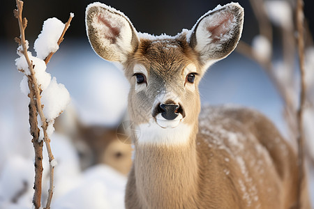 雪中的鹿背景图片