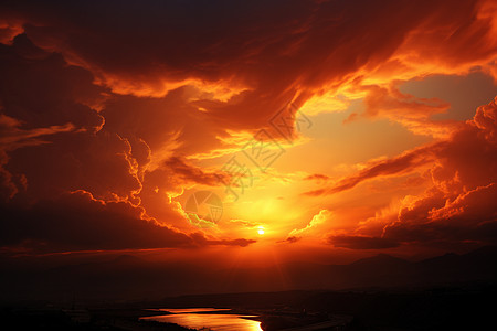 天空中的夕阳图片