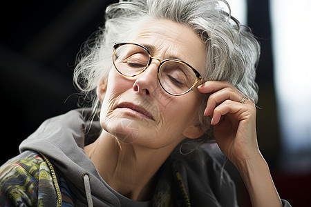 戴眼镜的老年女性图片