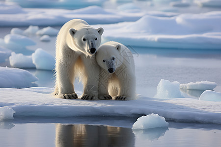 北極熊两只北极熊背景