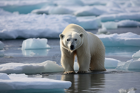北極熊北极冰海背景
