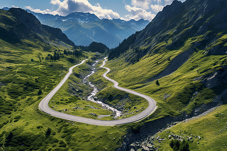 群山间的道路图片