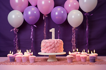 粉红蛋糕生日派对装饰背景