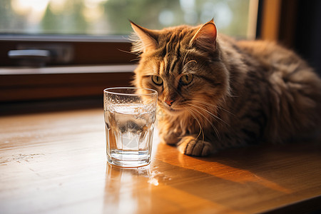 窗台上猫喝水图片