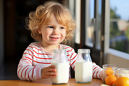 牛奶早餐小朋友喝牛奶背景