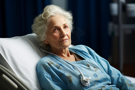 医院病房中一位女士图片