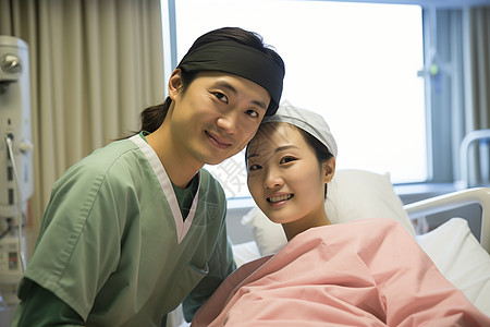 医院产床上的2个人图片