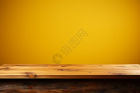 原木桌面的黄色背景图片