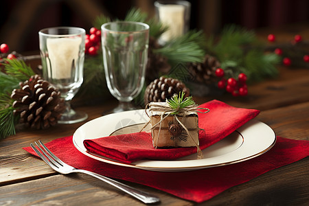 圣诞节的餐桌装饰图片
