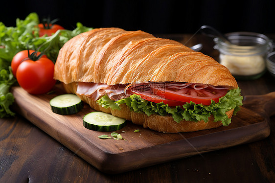 健康的三明治和蔬菜图片