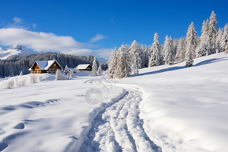 雪山小屋图片