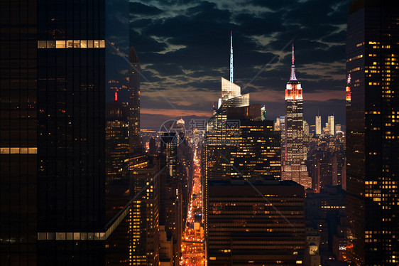 夜幕下的城市风景图片