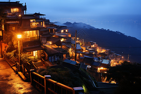 夜幕下的山城灯影背景图片