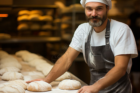 面包店制作面包的师傅图片