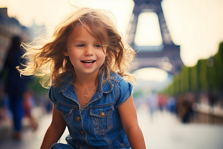 幸福童年的外国小女孩背景图片