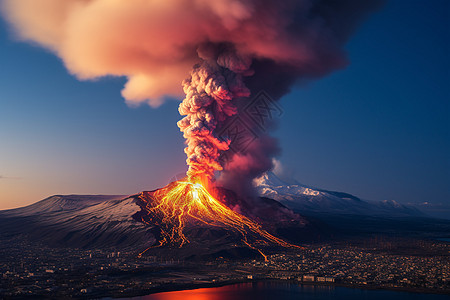 火山喷发的烟雾高清图片