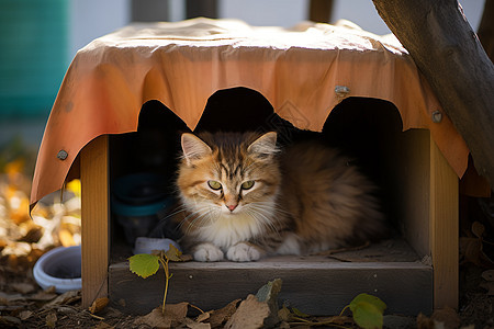 猫窝里面萌宠的小猫图片