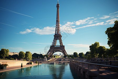 巴黎铁塔旁的风景图片