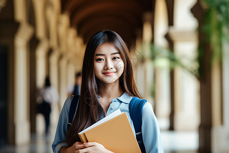 面带微笑的女大学生图片