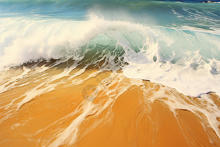 海浪冲击沙滩背景图片