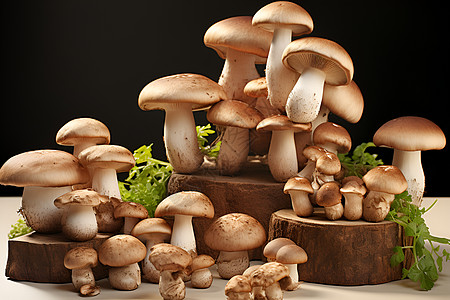 准备烹饪的蘑菇食材背景图片