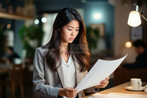 正在办公的长发女孩图片