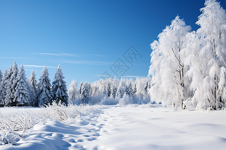 冬日漫步雪地图片