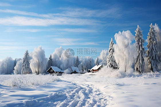 白雪覆盖的田野图片