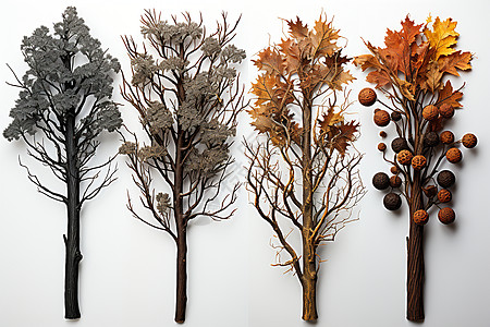 不同色泽的树木图片