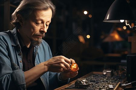 手工制作珠宝的男人图片