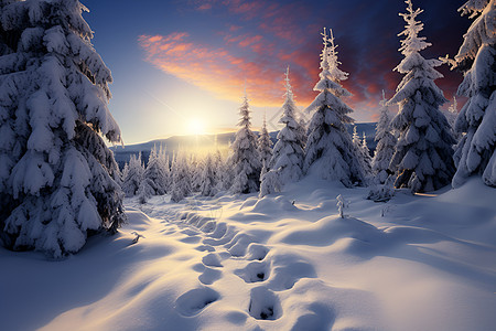 美丽的雪景背景图片