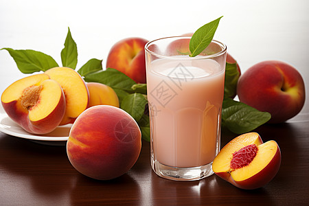 清爽的夏日桃汁背景图片