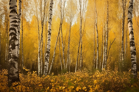 秋日的树林背景图片