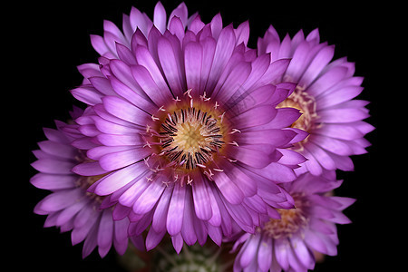紫色的花朵在黑色背景下图片