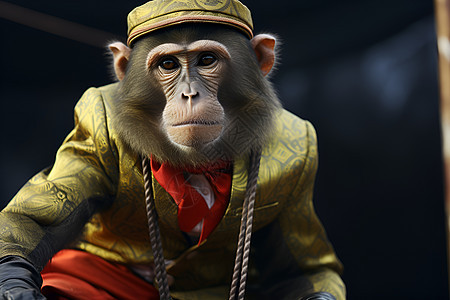 小猴穿着黄色西装背景图片