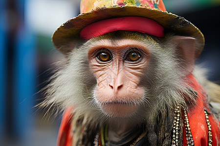 时尚宠物猴子街头表演背景