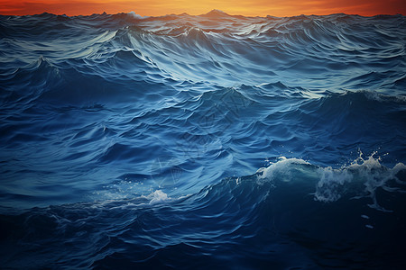 夕阳下翻滚的海浪图片
