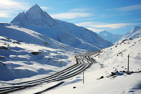 冬日雪山景色背景图片