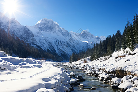 冰雪融合山川交辉图片