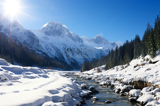 冰雪融合山川交辉图片