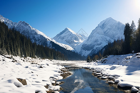 冬季旅游冬日雪山之美背景