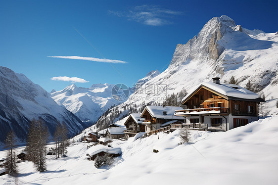 冰雪间的山居图片