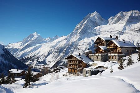 冰雪中独立小屋背景图片