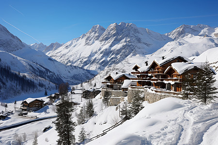 雪山度假胜地背景图片