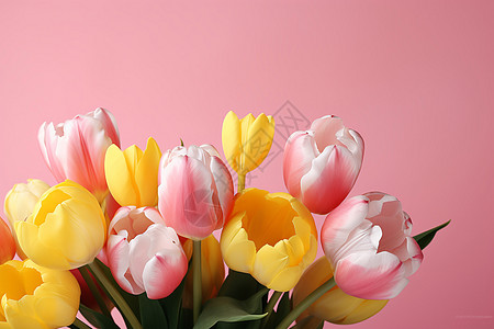 彩色郁金香彩色盛放的花束背景