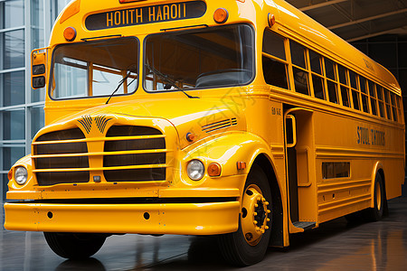 学校门口的巴士背景图片