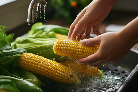 健康美味的玉米背景图片